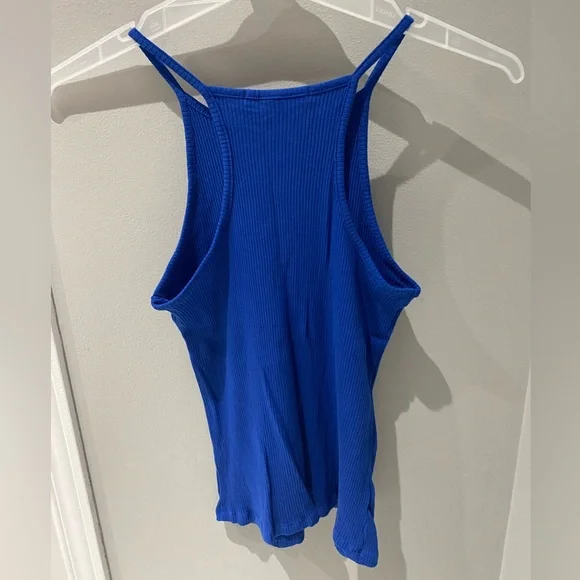 Blue Women’s Ribbed Tank Top - Picture 2 of 3
